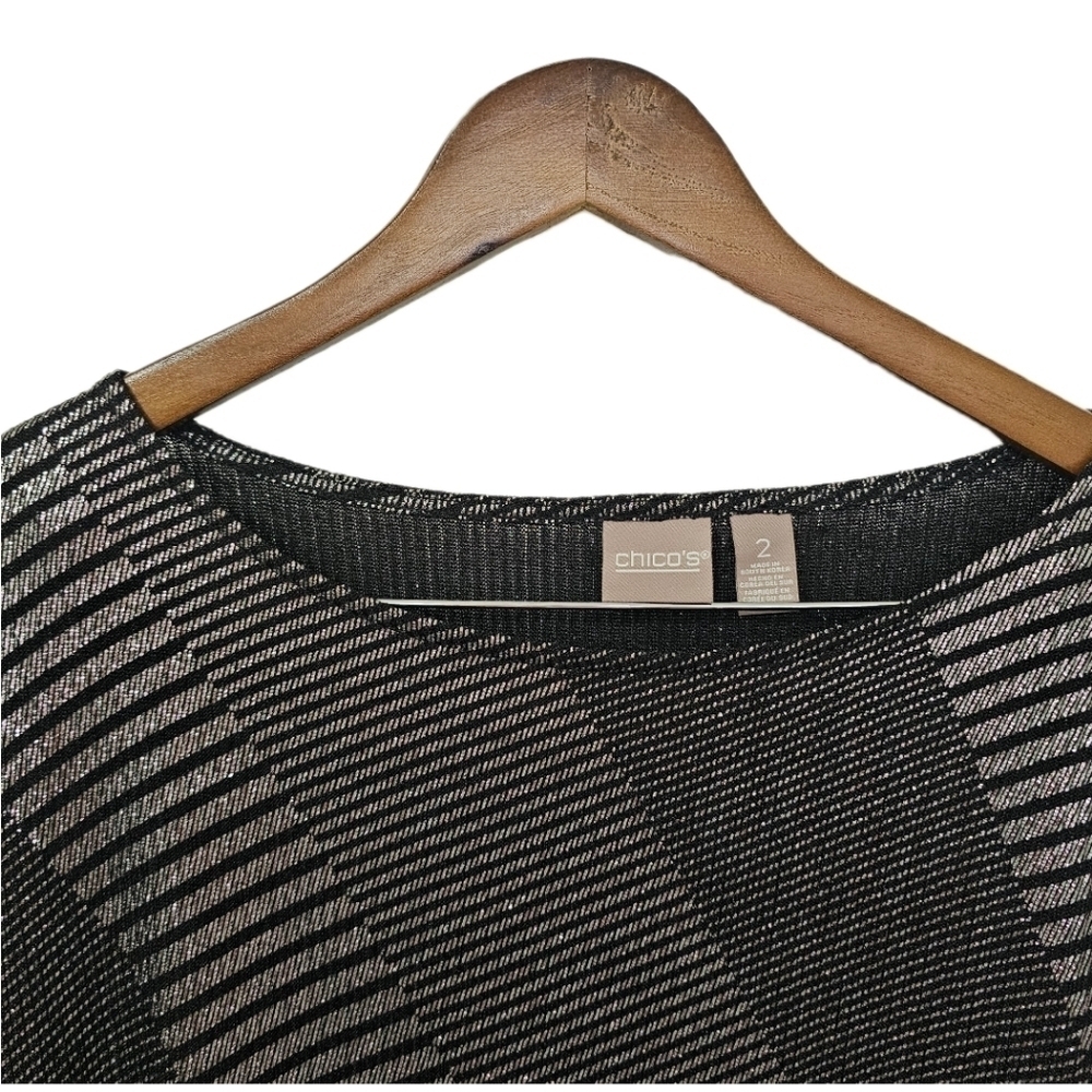 Chico's Longline metallic black 3/4 sleeve size large - Picture 2 of 10